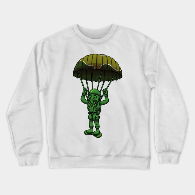 Green Military Soldier Toy With Parachute Crewneck Sweatshirt by TheMaskedTooner